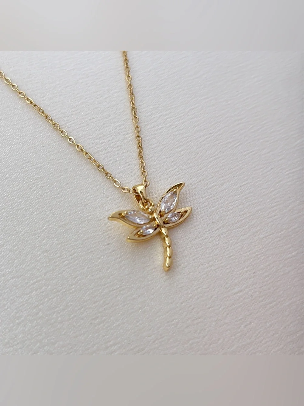 CZ Dragonfly Pendant Necklace for Women